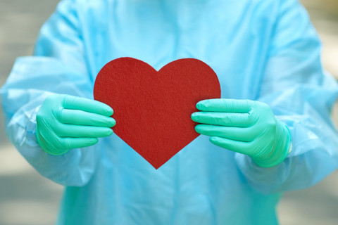 doctor holding heart